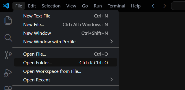 Abrir carpeta del proyecto con Visual Studio Code