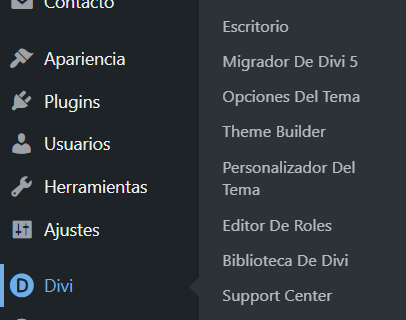 Submenú de Divi 5