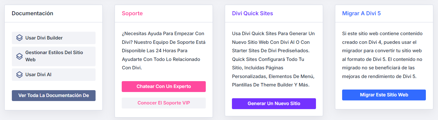 Zona central del Escritorio de Divi