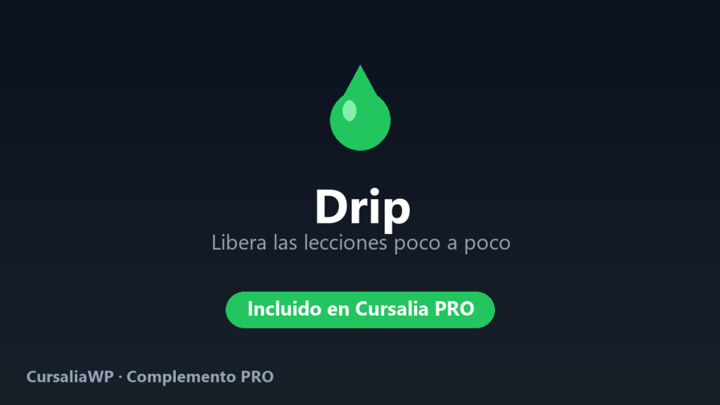 Complemento Drip para CursaliaWP: libera las lecciones del curso poco a poco, por goteo
