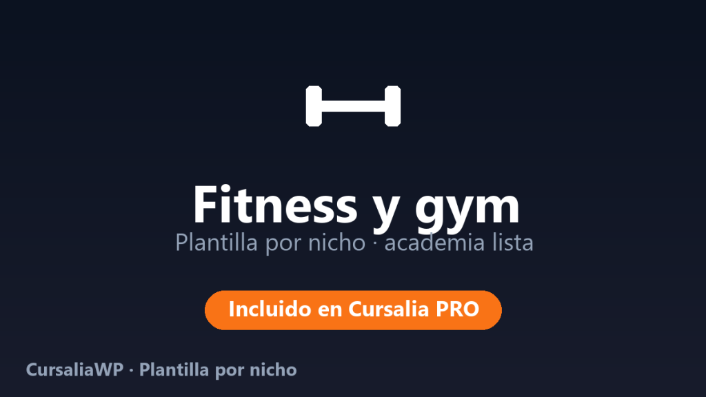 Plantilla Fitness y gym para CursaliaWP: academia online lista por nicho