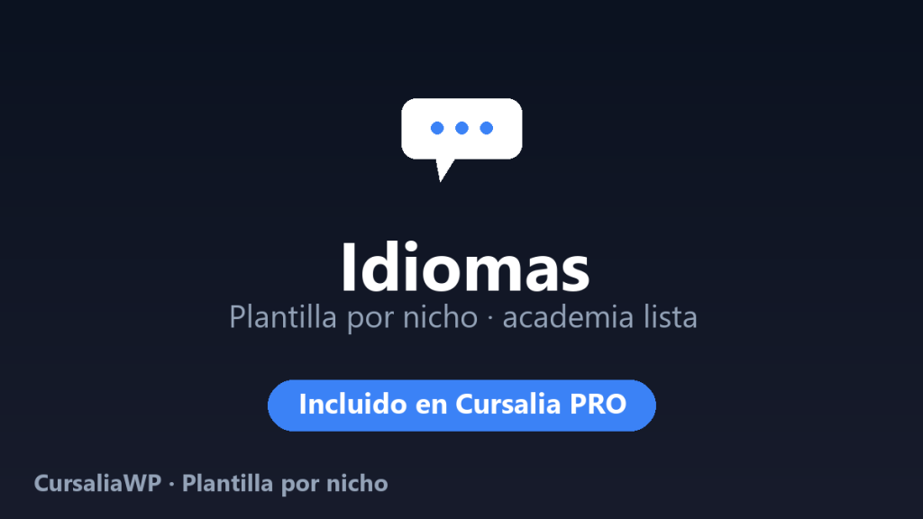 Plantilla Idiomas para CursaliaWP: academia online lista por nicho