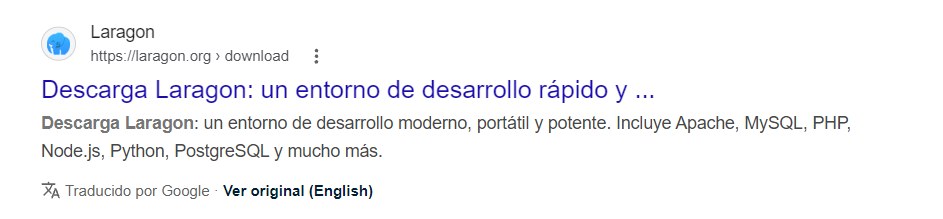 Busca «laragon» en Google y entra al primer resultado oficial