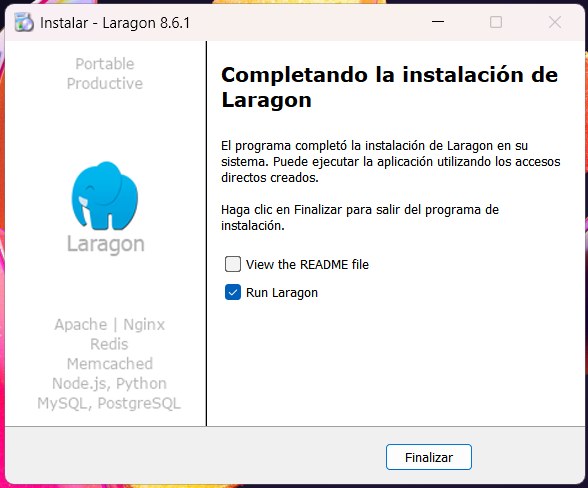 Instalación de Laragon completada
